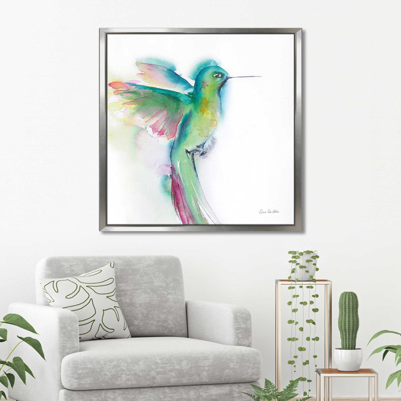 «Hummingbirds II (Square)» par Aimee Del Valley, reproduction, Cadre flottant argent, H 39,5 po x l 39,5 po x P 2 po
