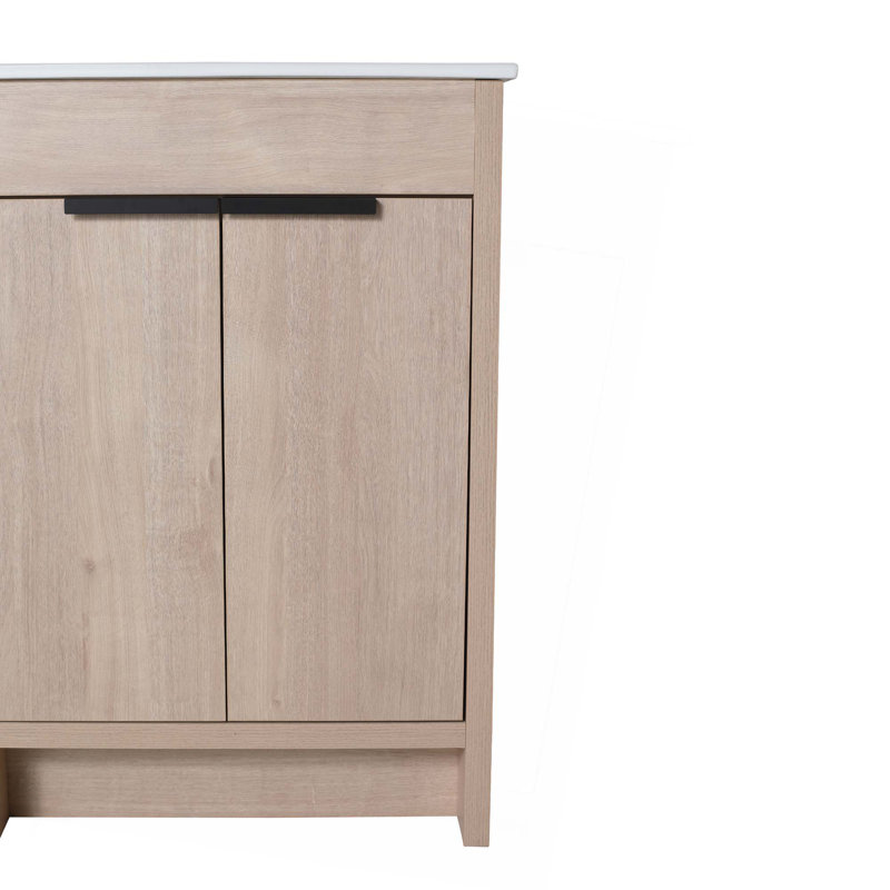 Meuble-lavabo autoportant avec 2 portes d'armoire à fermeture douce