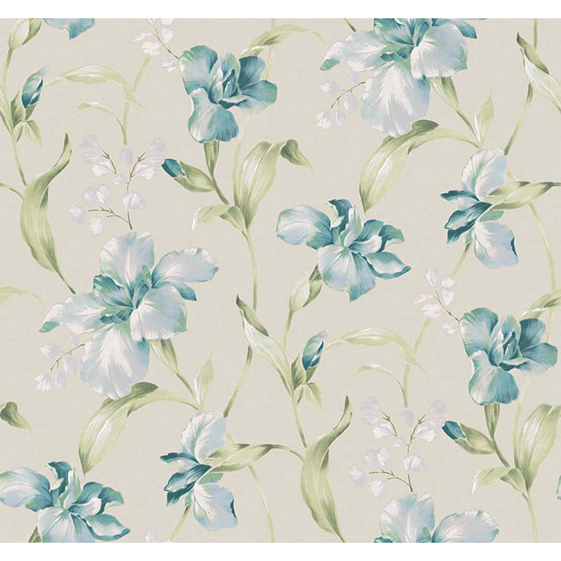 Blatce Floral Roll, Ecru/Celeste
