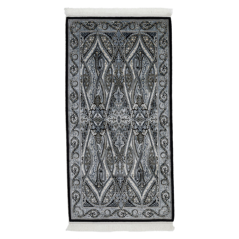 Tapis turc noir et ivoire 3x5