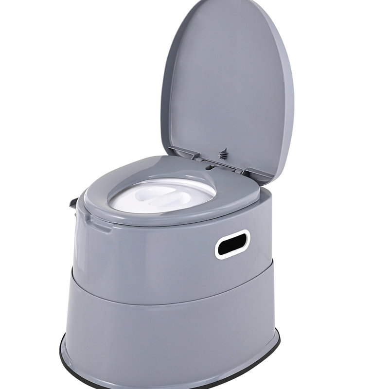 Camping Toilet, 1.3 Gal Detachable Bucket, Removable Paper Holder, Dual Lids, Lightweight Design, Non - Slip Structure, Gray Plastic, Outdoor Activities Portable Toilet For Use Inner Phone Shelf,