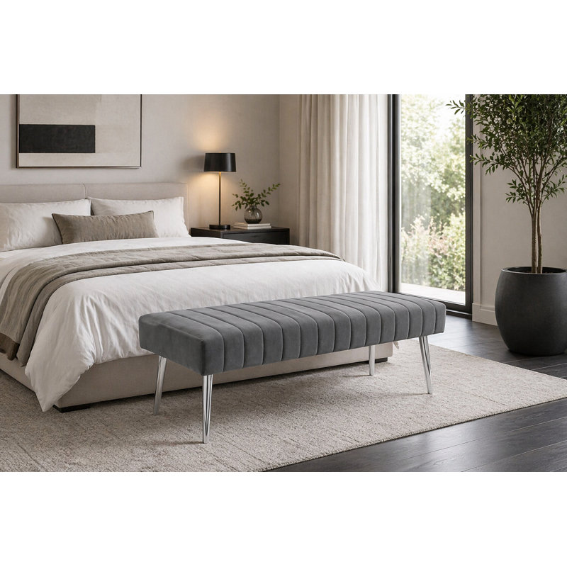 Banc en simili cuir Hilda, gris