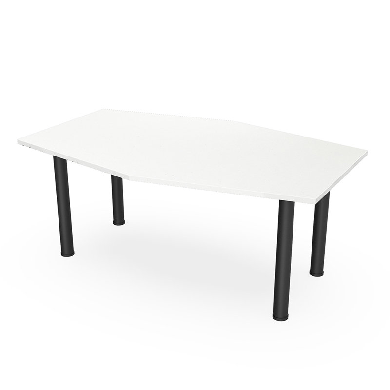 Table hexagonale avec pieds Nyemia, Blanc classique, Noir mat, L 72 po x l 48 po