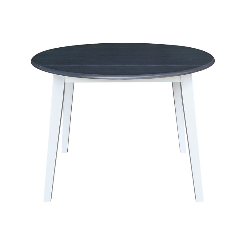 Franklinville Extendable Round Top Solid Wood Dining Table, Heather Gray/White