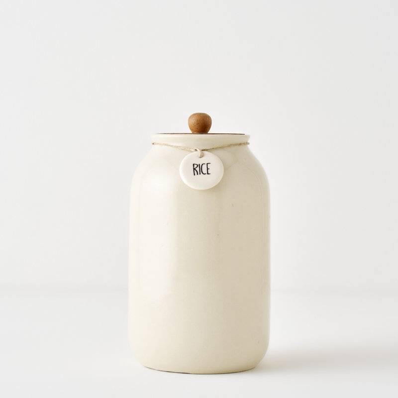Pot en céramique avec couvercle en acacia