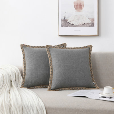 Housse de coussin en lin et polyester Farmhouse