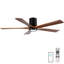 Ventilateur de plafond avec lumière, plafonnier encastré, 5 pales en bois massif, moteur CC réversible silencieux, application et télécommande, DEL à spectre complet à intensité variable, conception de plafond sans pente