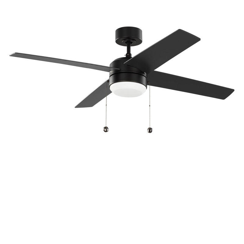 Ventilateur de plafond à DEL Loni 52, Chaîne à tirer, Nuit noire, Noyer américain / noir minuit