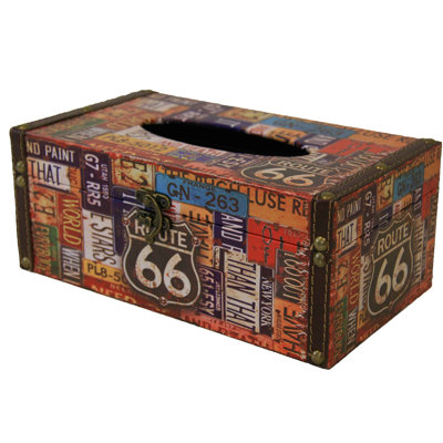 Housse de boîte de papier à plaque de licencié route 66 Pate