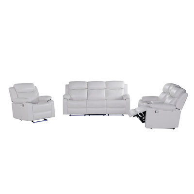 Blanche White Glider Recliner With LED Light