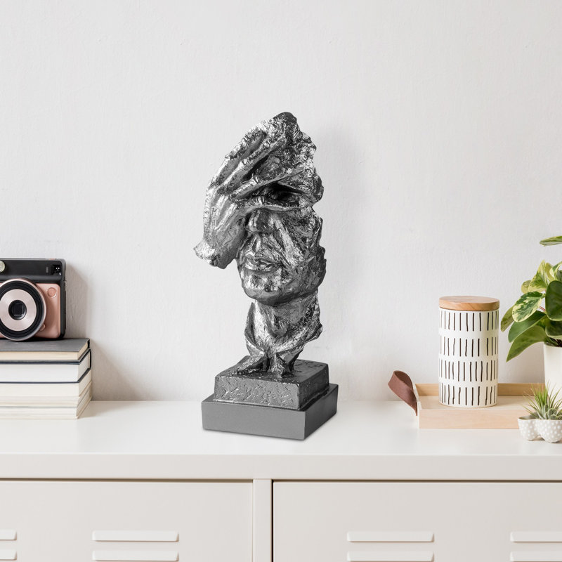 Objet décoratif peint à la main, argent, 5,5 x 13,0 x 4,3 pouces | 100% polyester, variations de couleurs uniques | Parfait pour la décoration intérieure, pièce décorative élégante pour le salon et les bureaux