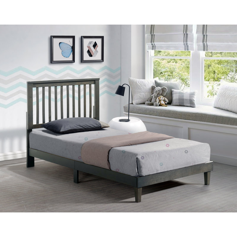 Slat Bed, Gray, Twin XL