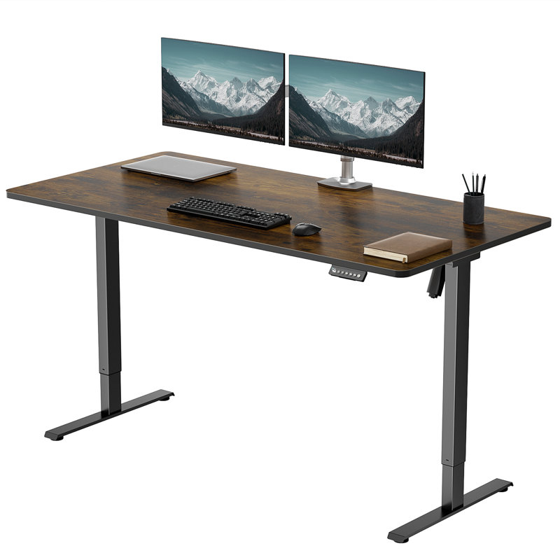  Height Adjustable Standing Desk Plus, Brown/Black, 46.3" H x 59" W x 29.5" D