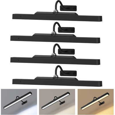 Ensemble de 4 lampes de tableau sans fil, à piles, pour tableaux et éclairage d'ambiance – Intensité réglable
