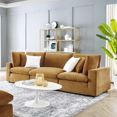 Modway Commix Down Filled Overstuffed Performance Velvet 3-Seater Sofa