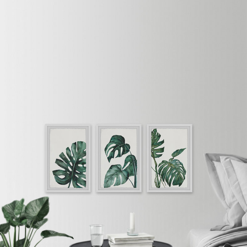 Palmera blanc triptyque, H 30 po x l 20 po x P 1,5 po