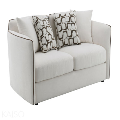 Causeuse beige en chenille avec 4 coussins