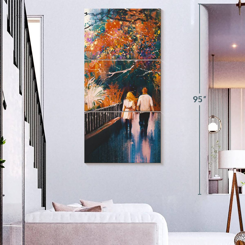 Couple Autumn Stroll, 80" H x 39" W