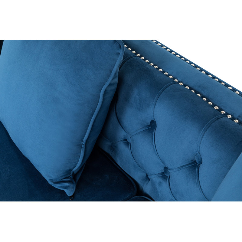 Canapé modulaire rembourré, Velours bleu foncé