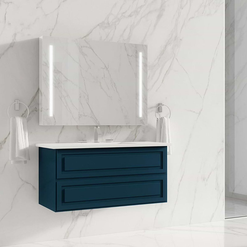 Alma 36.25" Wall Mounted Single Bathroom Vanity with Top, Turchese Blue