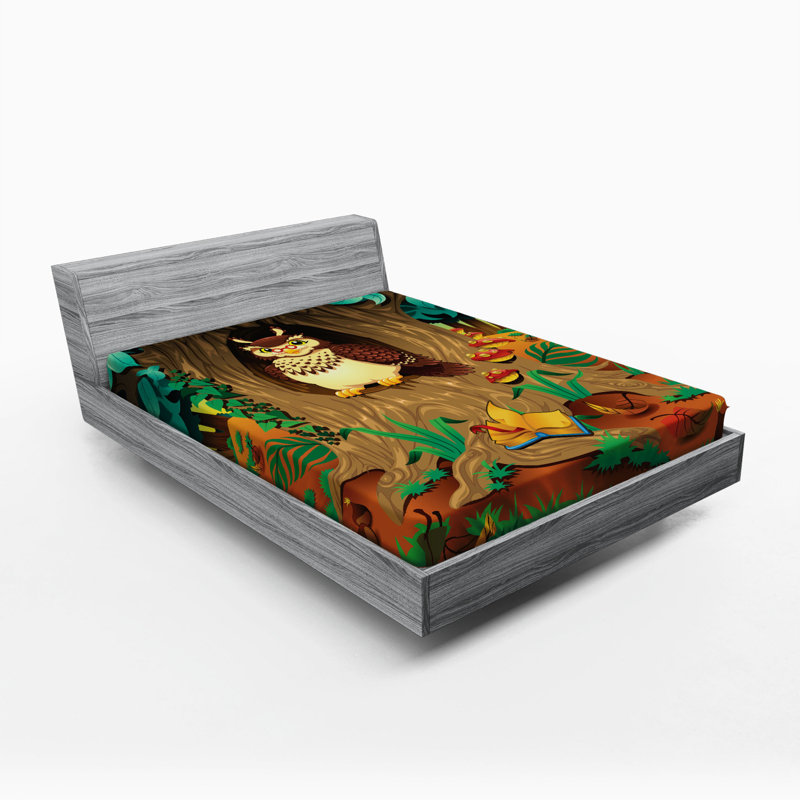 Owl Microfiber Animal Print Fitted Sheet, Full Fitted Sheet