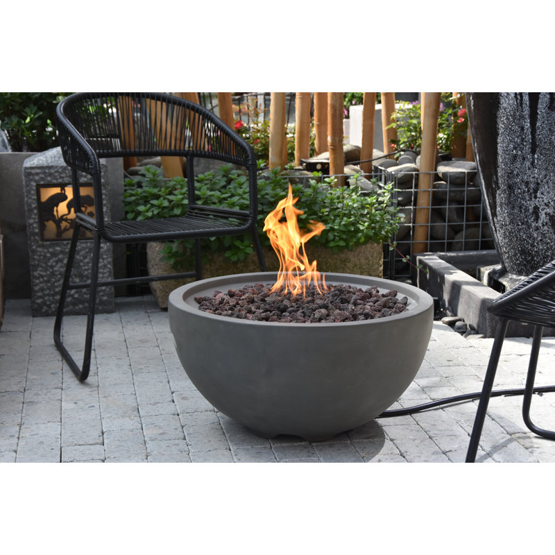 Nantucket Gray Round Concrete Gas Fire Pit Table