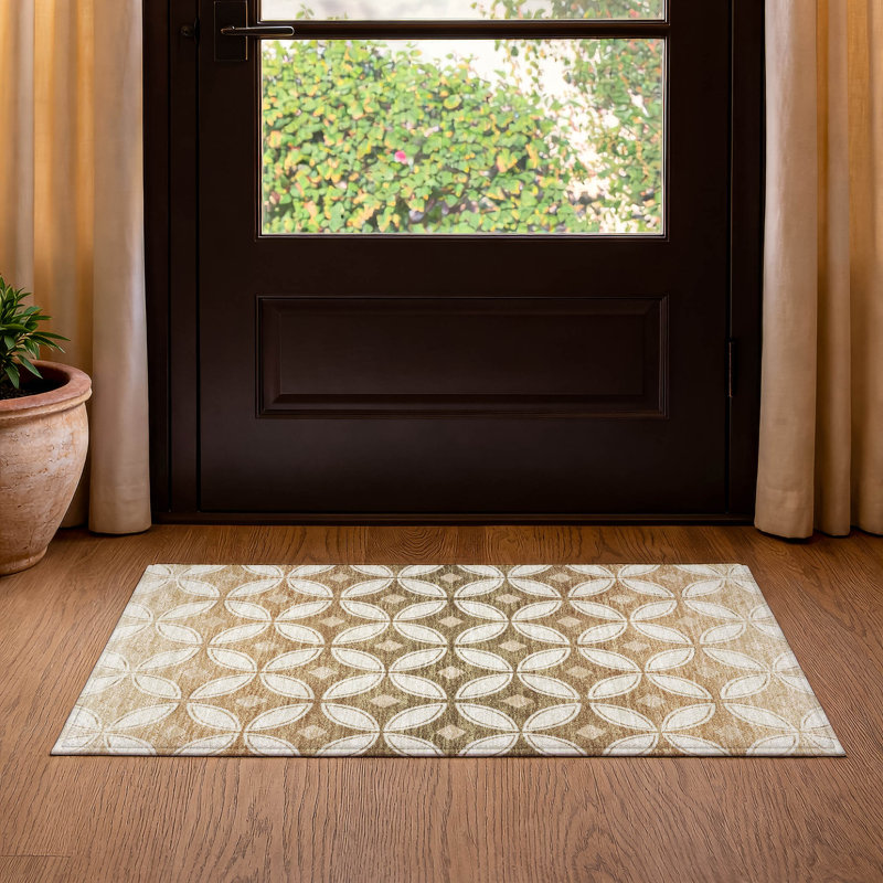 Premium Machine Washable Mayfield AMF2423 Geometric Rug, 2'6" x 3'10", Copper