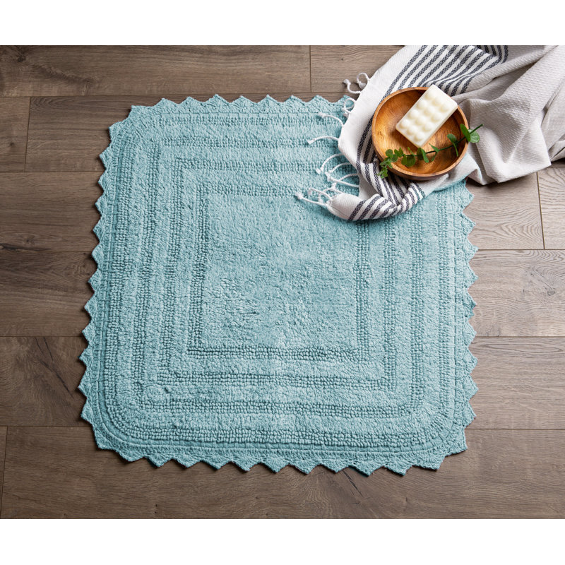 Lisk Cotton Bath Rug, Cameo Blue