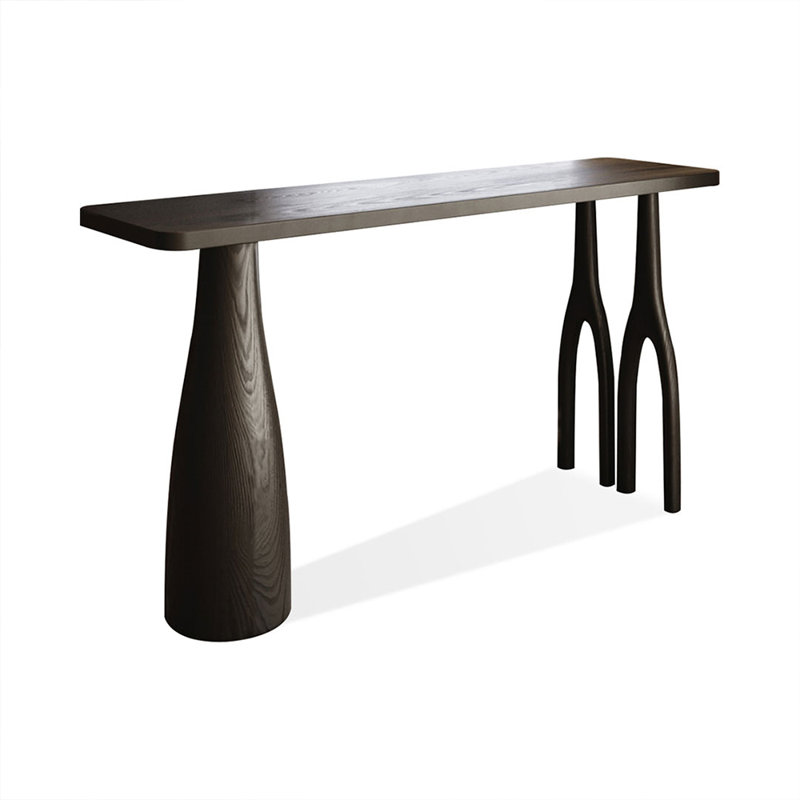 62.99" Black Rectangular Solid Wood Bar Table