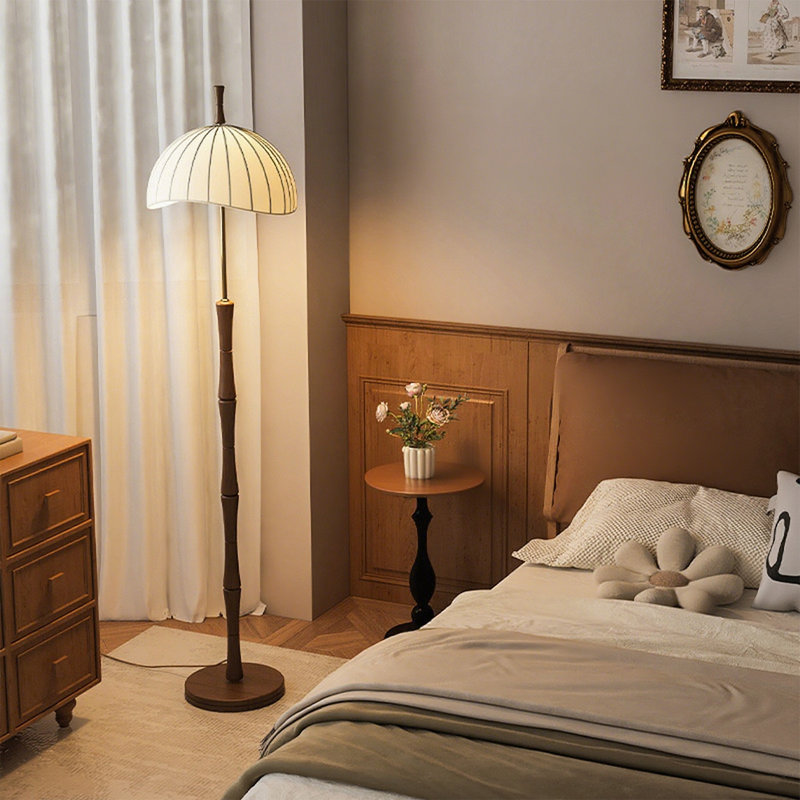 French Vintage-Style Iron & Fabric Floor Lamp