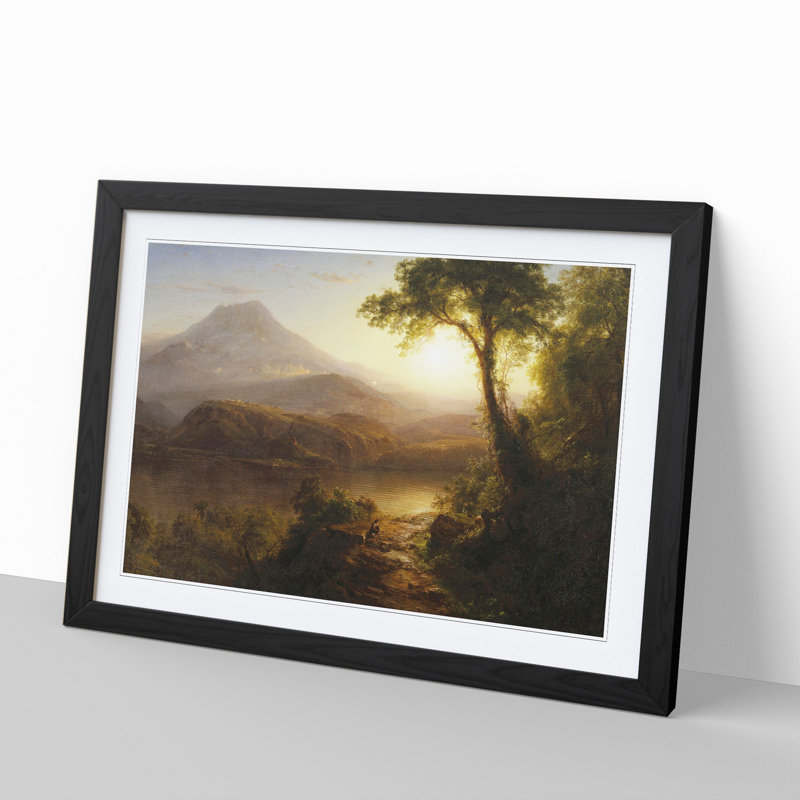 Tropical Scenery by Frederic Edwin Church - Picture Frame Painting, 36cm H x 48cm W x 2cm D, Black