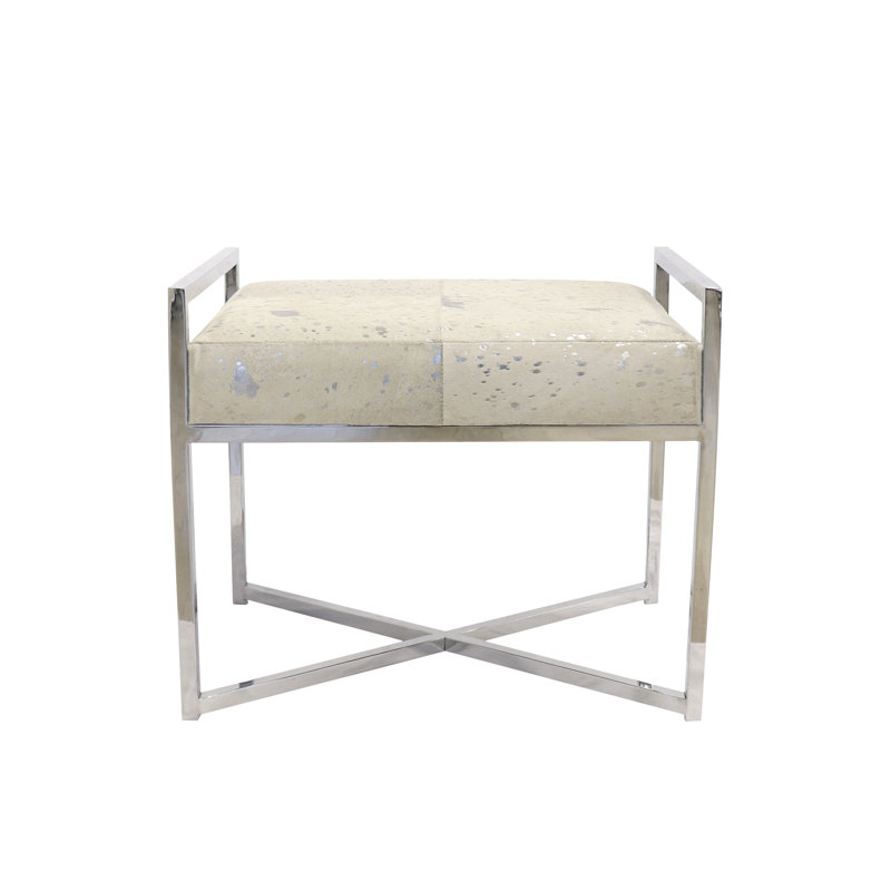 Safari Silver Foil Cowhide Bench