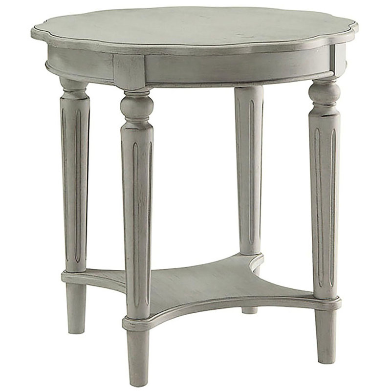 Table d'appoint en ardoise antique d'inspiration antique avec tablette inférieure et support, options de rangement élégantes