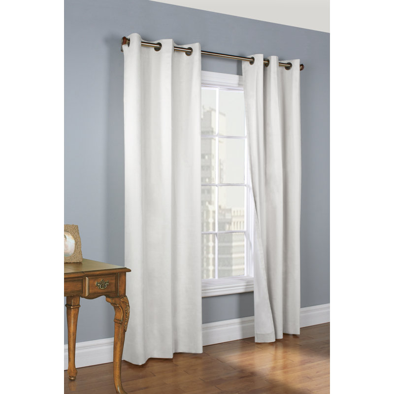 Mcgowen 100% Cotton Solid Room Darkening Thermal Grommet Curtain Panels, 40" W x 84" L, White