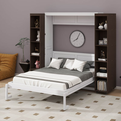 Grand lit escamotable mural avec portes de rangement