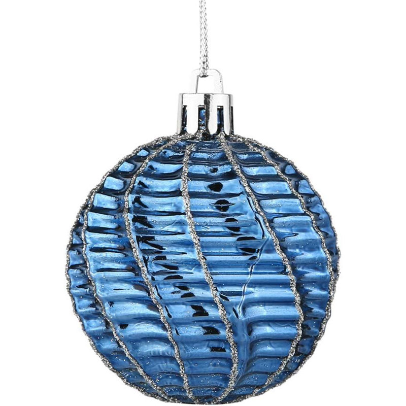 Ensemble de boules de Noël décoratives en plastique incassable 30 carats, 60 mm / 2,36 po, Bleu; argent