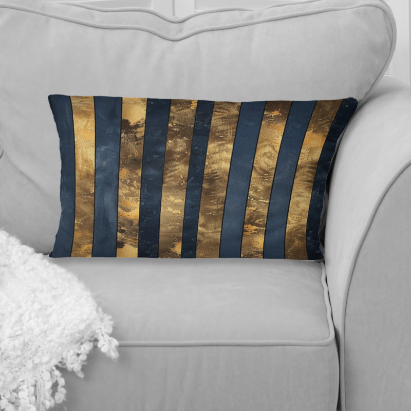 Coussin lombaire glamour Pinstripe II - Glam, Bleu / doré