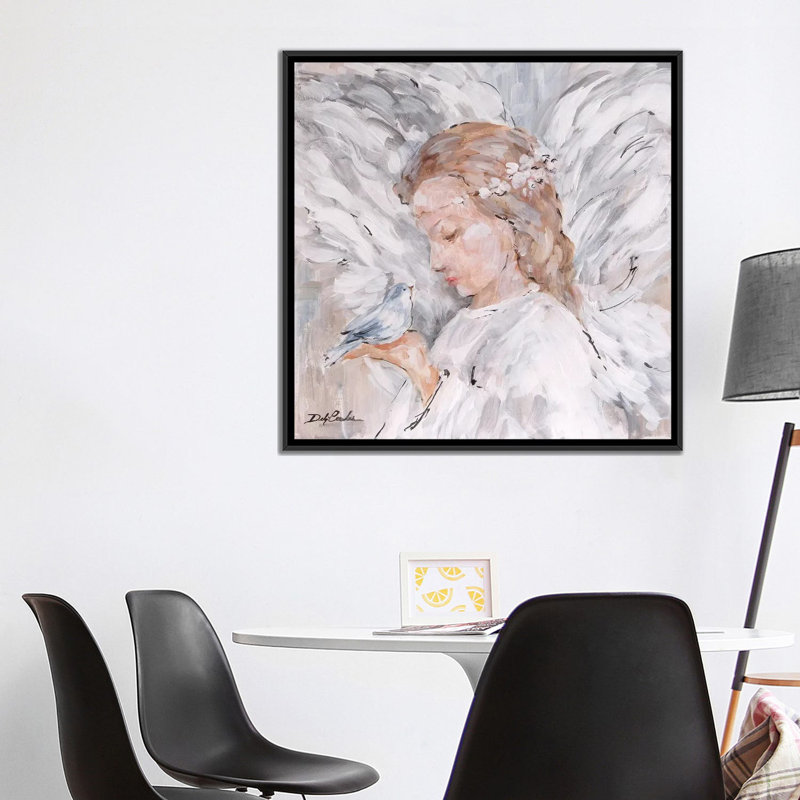 «Watch Over», peinture sur toile tendue, H 18 po x l 18 po x P 1,5 po, Toile avec cadre noir, Pas de tapis