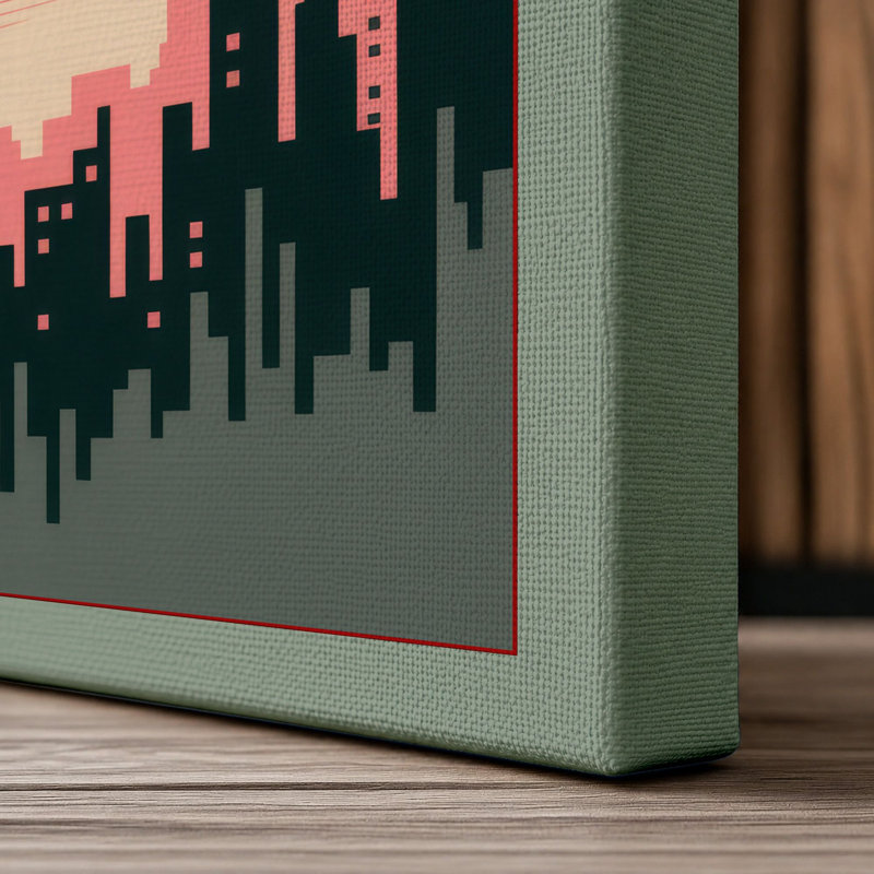 Bat Over City Heart Modern - Wrapped Canvas, 18x12 - 45.7 x 30.5 cm, Sage Border