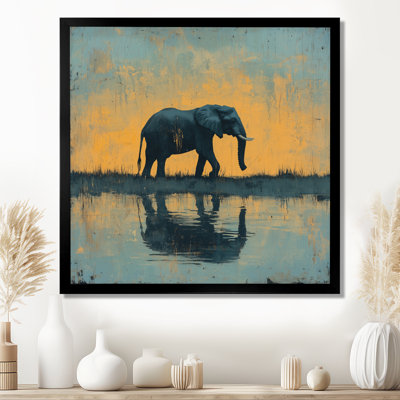 Éléphant au bord de l'eau II - éléphant, art mural