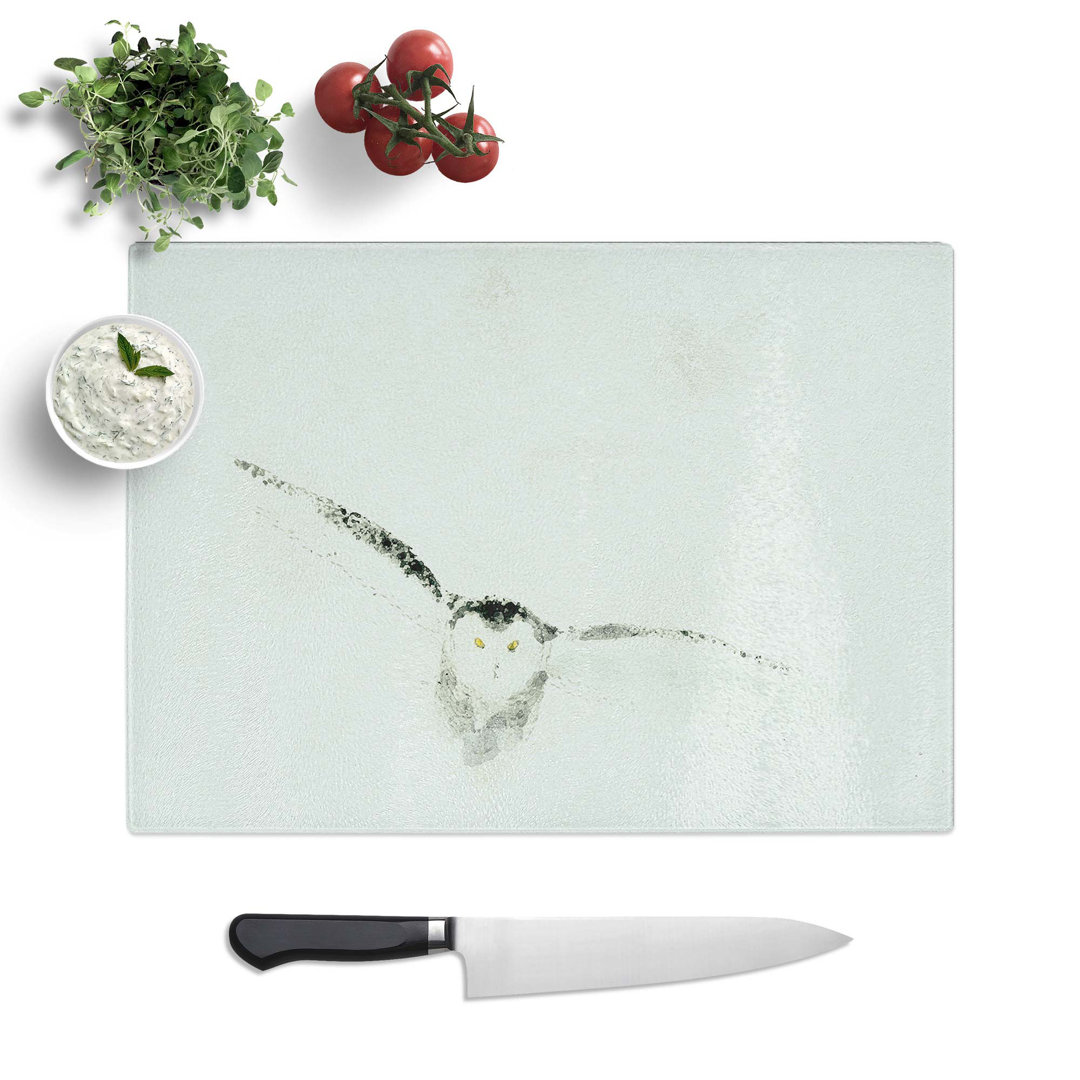 Tempered Glass Snowy Owl Chopping Board