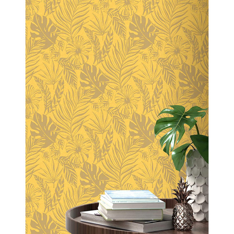 Brocadero 10.05m x 53cm Glitter Wallpaper Roll, Yellow