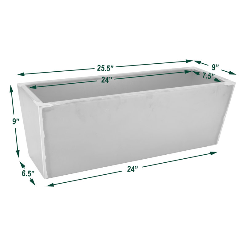 Metal Planter Box, 9" H x 25.5" W x 9" D