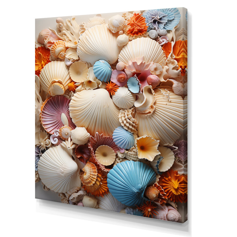 «Beach Photo Seashell Collage I», impressions sur toile d'animaux côtiers, H 20 po x l 12 po x P 1 po, Toile tendue