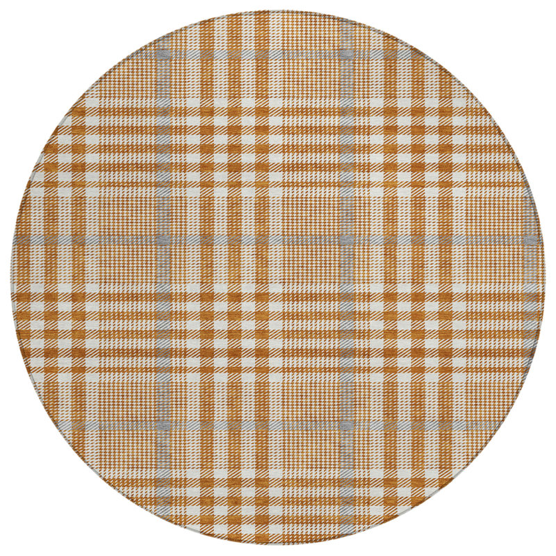Samira Orange Washable Indoor-Outdoor Rug - , 8' x 8'