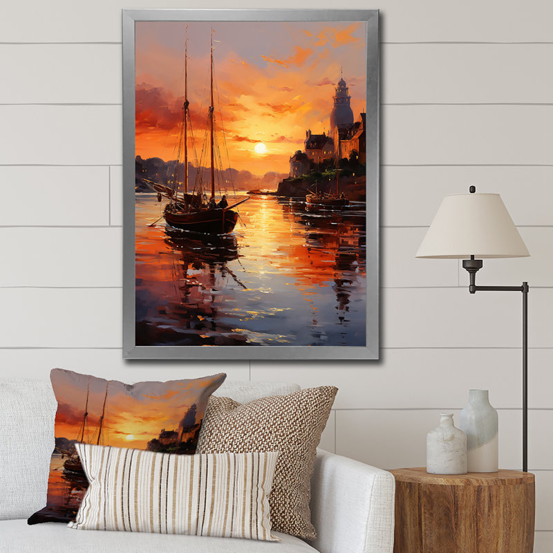 Atalissa, Allemagne, coucher de soleil, port III, H 44 po x l 34 po x P 1,5 po, Cadre photo argenté