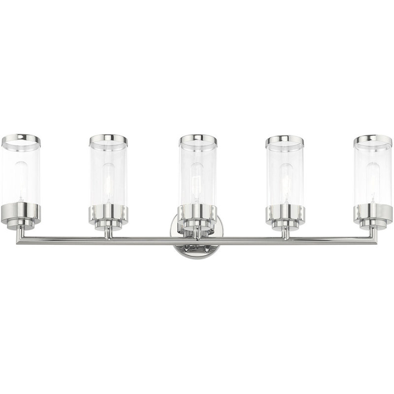 Éclairage pour salle de bain 5 lumières, Chrome poli
