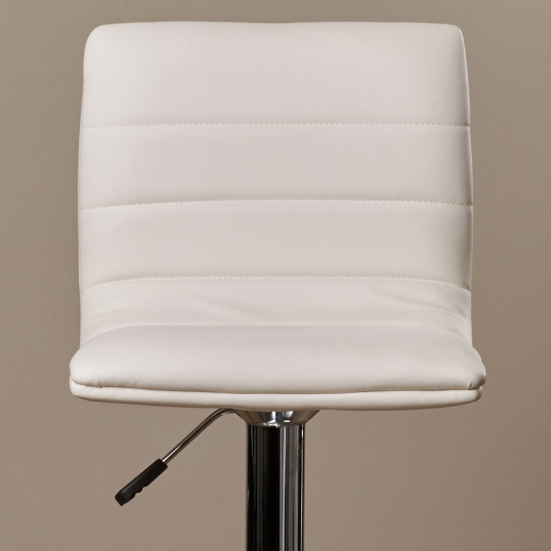 Clift Modern Upholstered Adjustable-Height Barstool with Footrest, White, 1