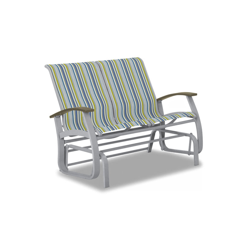 Belle Isle Outdoor Glider, Beachwood P40, Textured Kona, Lime 38D Sunbrella®
