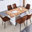Table de salle à manger 55 po x 31,5 po avec texture en bois naturel. Décor moderne. Pieds en marbre blanc. Structure en métal stable. Facile à nettoyer et à assembler de style contemporain.